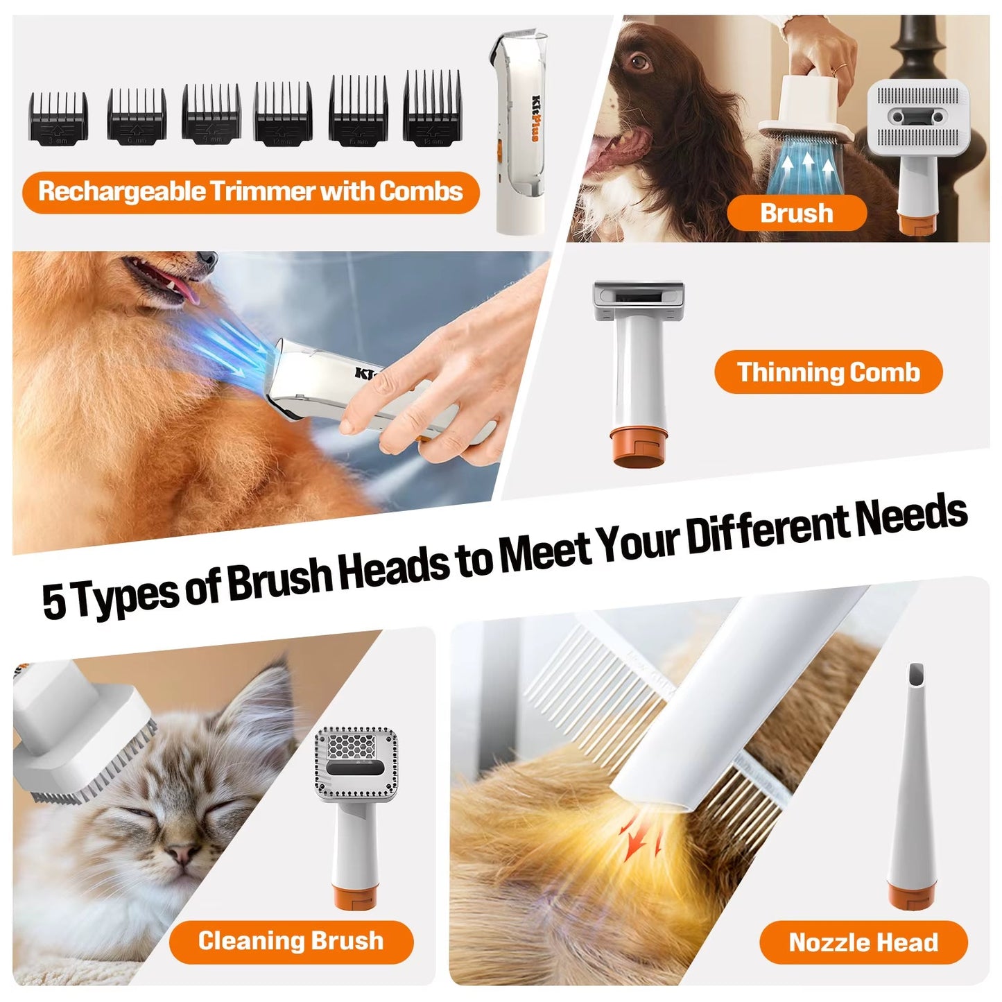 Pet Grooming Bundle: Rechargeable Trimmer, 12000Pa Suction Vacuum, 11 Tools Included - Pawdorable.store