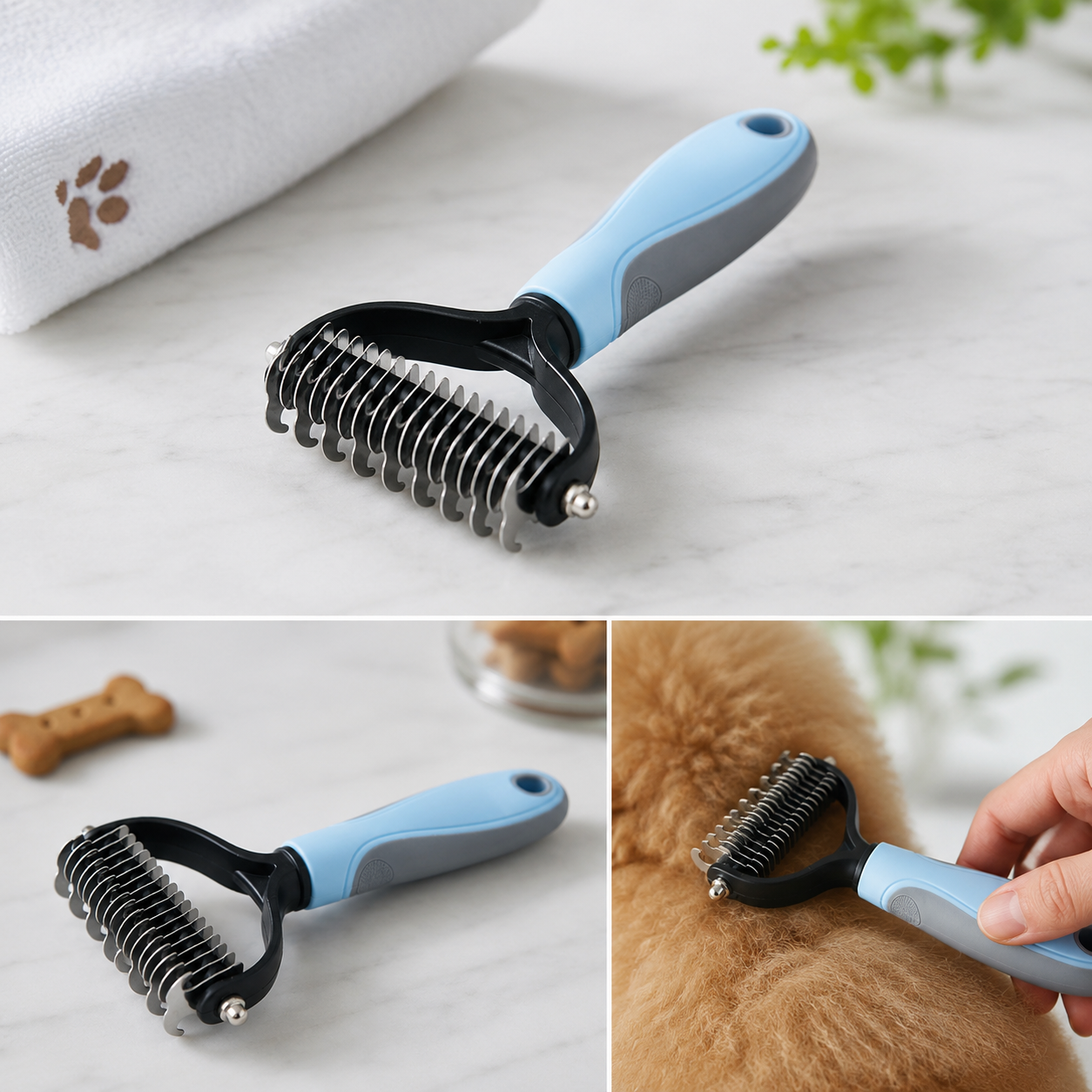 Professional De-Shedding Brush & Comb for Dogs & Cats – Grooming Shedding Tool