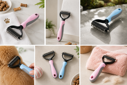 Professional De-Shedding Brush & Comb for Dogs & Cats – Grooming Shedding Tool