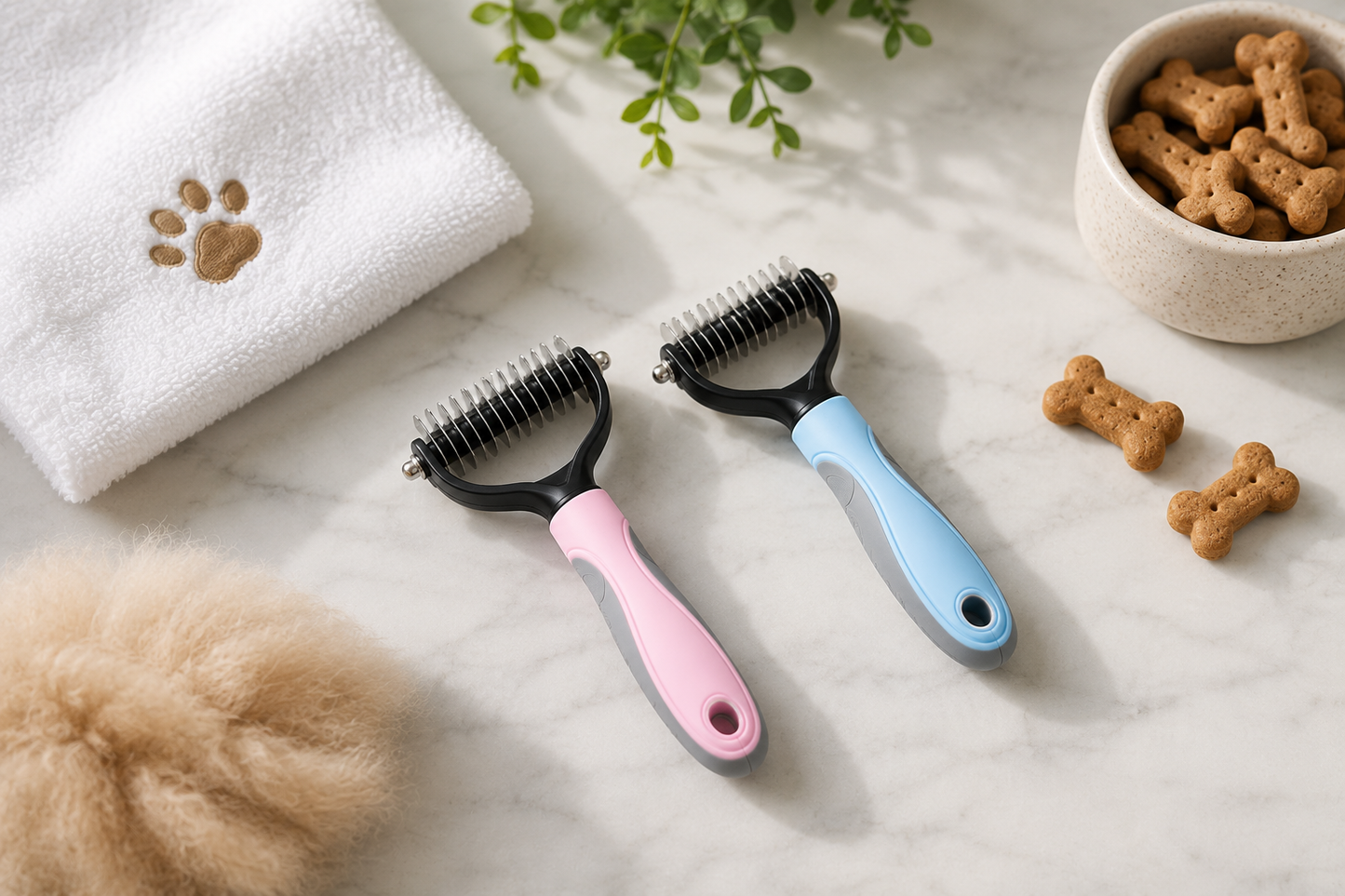 Professional De-Shedding Brush & Comb for Dogs & Cats – Grooming Shedding Tool