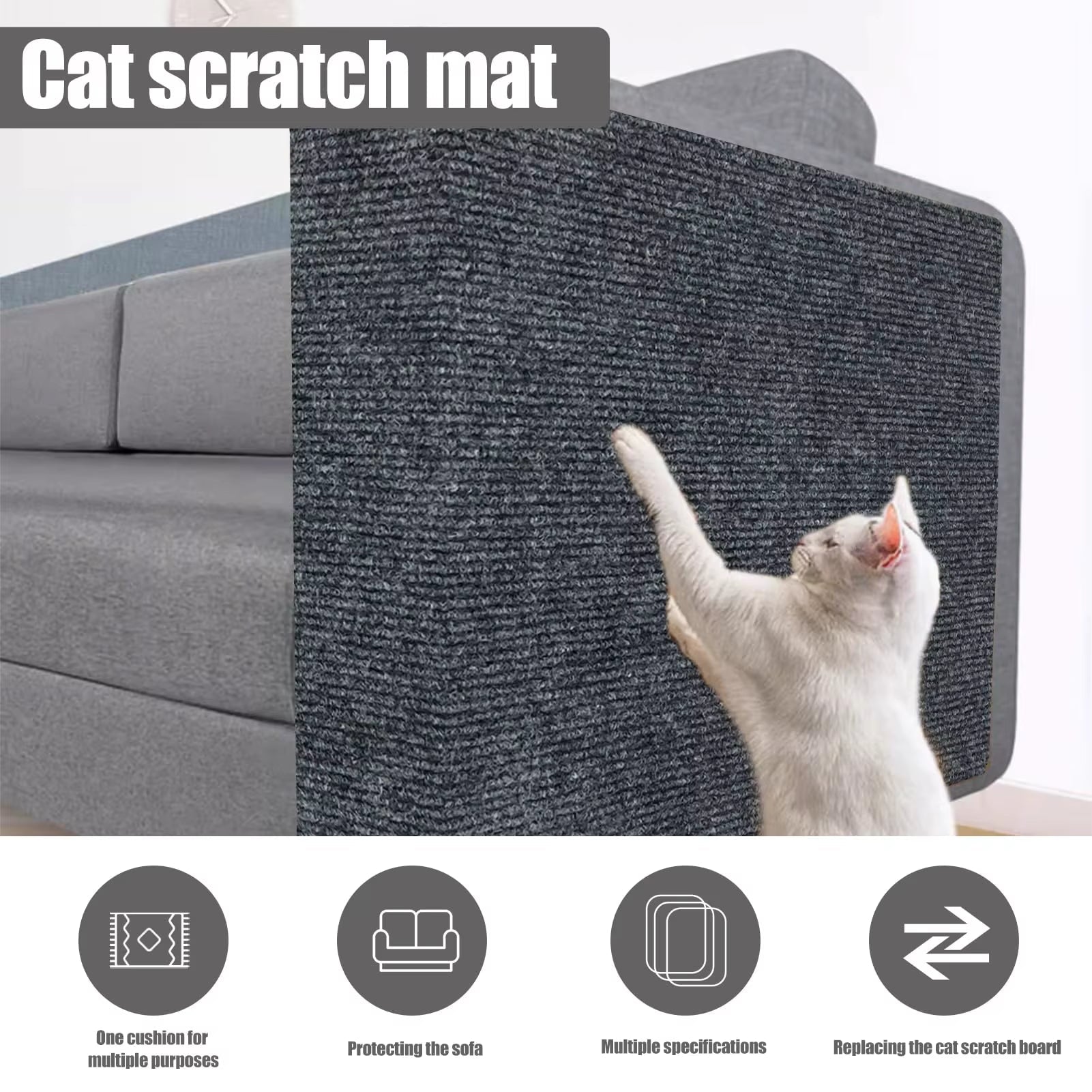 Scratch Resistant Furniture Protector Pad for Cat and Pet, Trimmable Carpet Mat - Pawdorable.store
