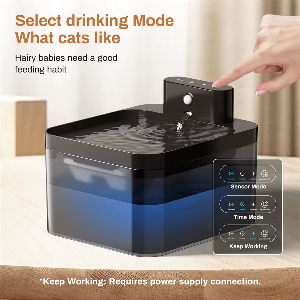 AquaFlow – 2.2L Wireless Charging Cat Water Fountain - Pawdorable.store
