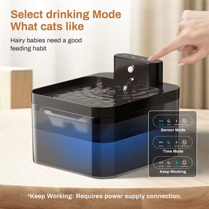AquaFlow – 2.2L Wireless Charging Cat Water Fountain - Pawdorable.store