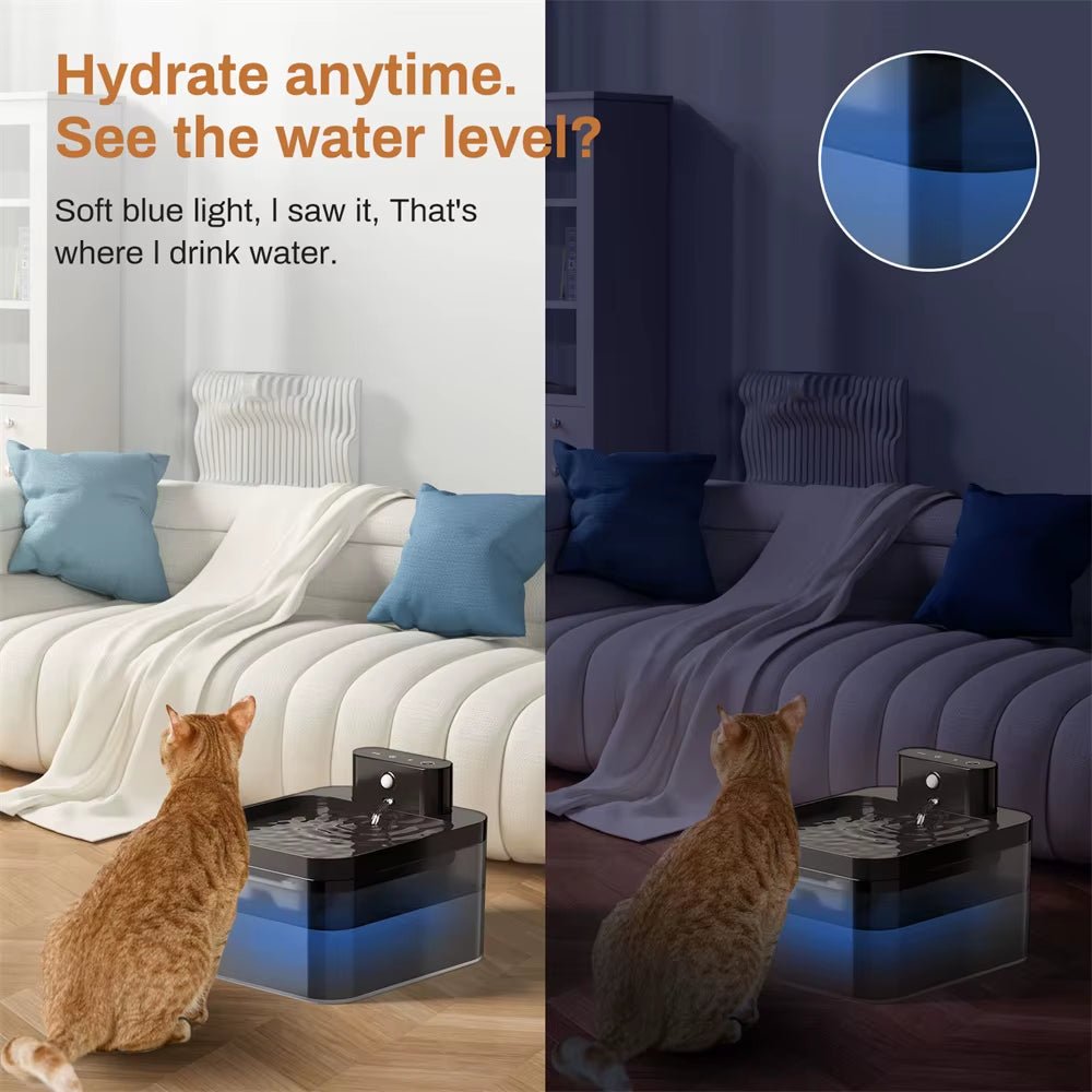 AquaFlow – 2.2L Wireless Charging Cat Water Fountain - Pawdorable.store