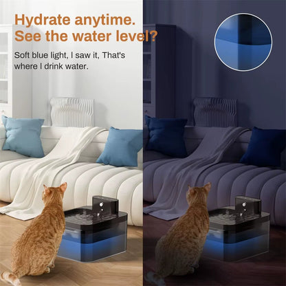 AquaFlow – 2.2L Wireless Charging Cat Water Fountain - Pawdorable.store