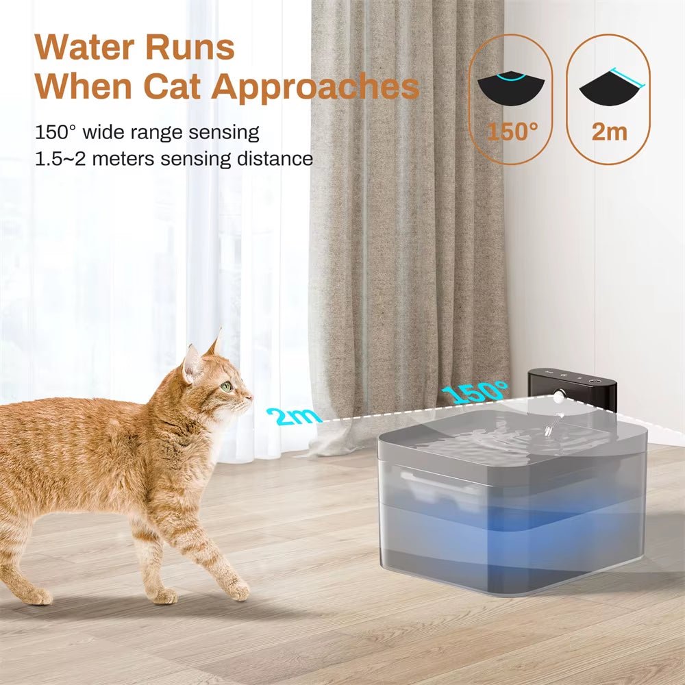 AquaFlow – 2.2L Wireless Charging Cat Water Fountain - Pawdorable.store