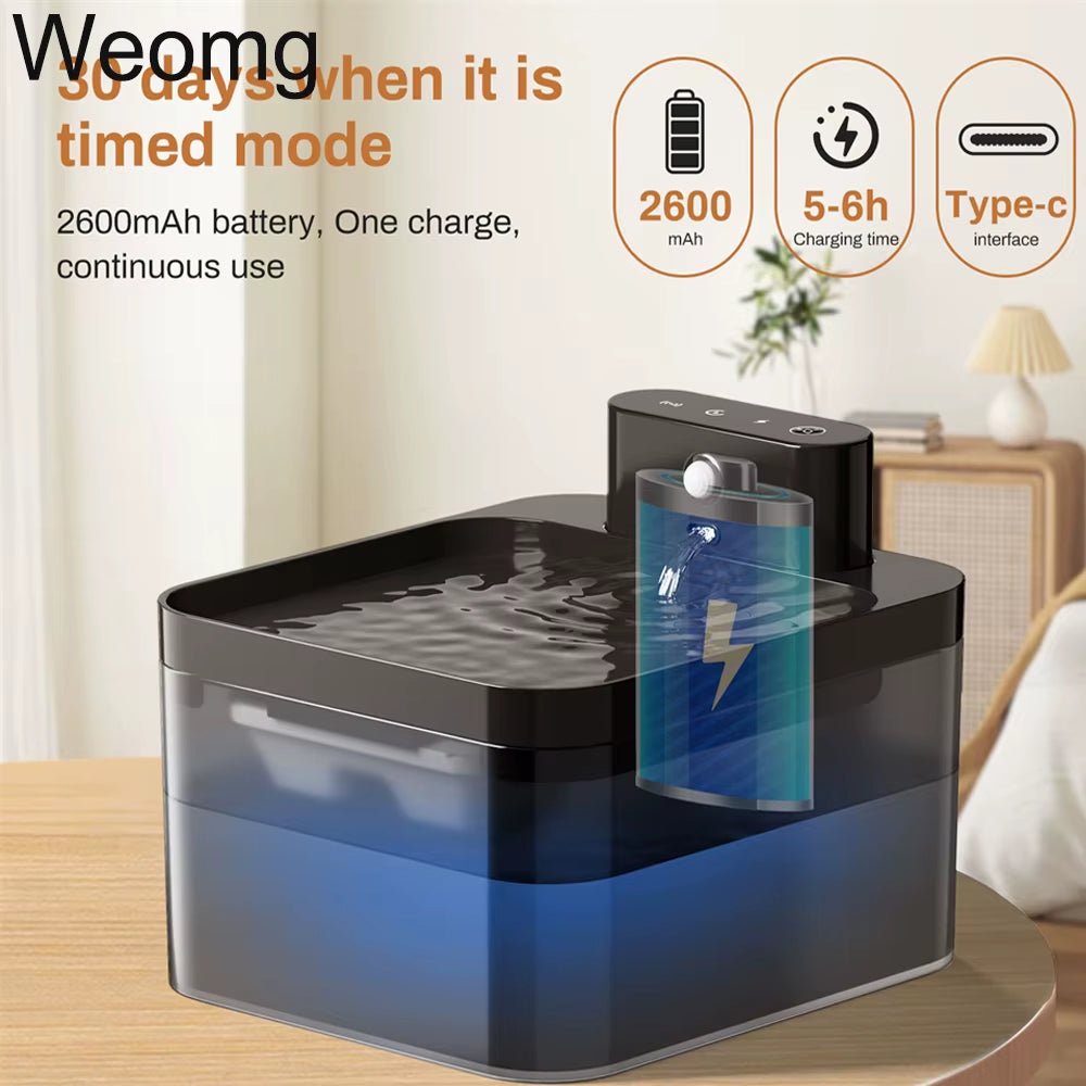 AquaFlow – 2.2L Wireless Charging Cat Water Fountain - Pawdorable.store