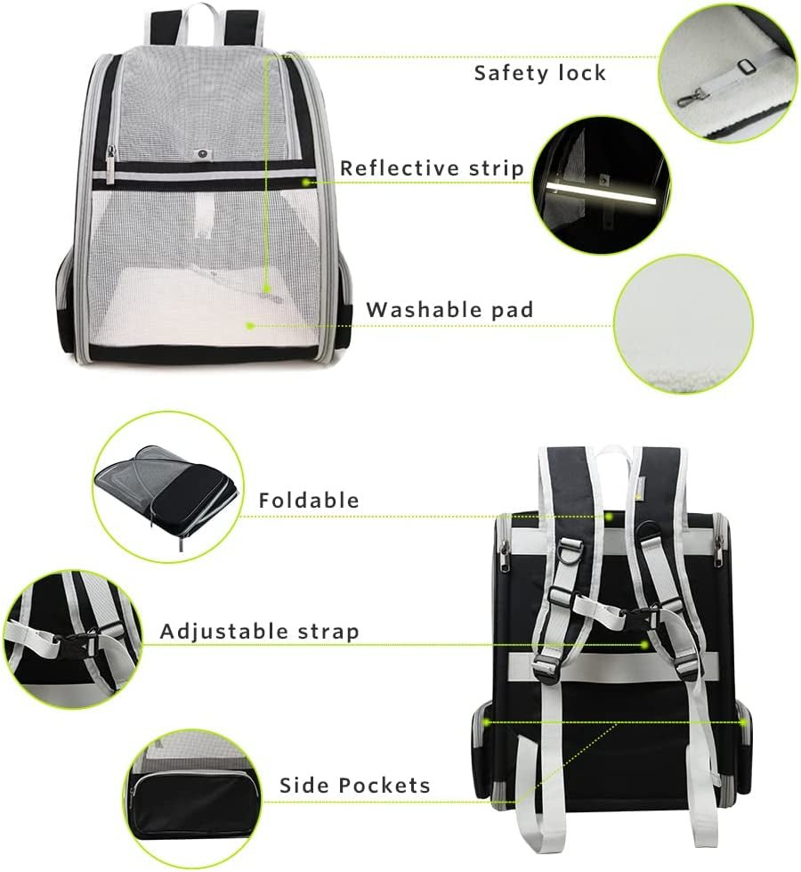 Bubble Backpack Pet Carrier – Breathable PVC Mesh for Cats & Dogs up to 15lbs (Grey) - Pawdorable.store