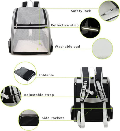 Bubble Backpack Pet Carrier – Breathable PVC Mesh for Cats & Dogs up to 15lbs (Grey) - Pawdorable.store