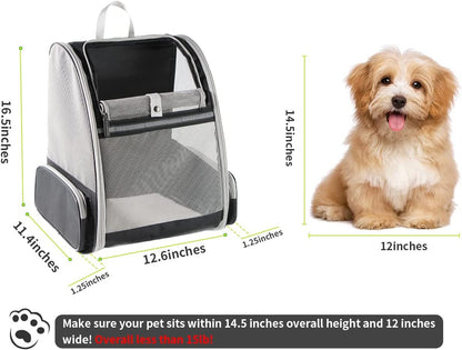 Bubble Backpack Pet Carrier – Breathable PVC Mesh for Cats & Dogs up to 15lbs (Grey) - Pawdorable.store