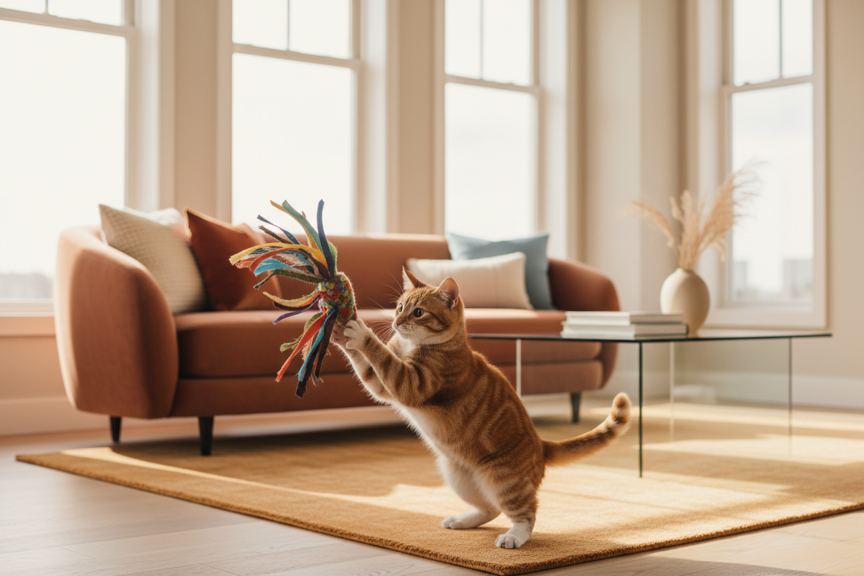 Cat playing with toy