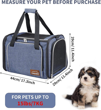 Denim Cat Carrier Bag – Airline Approved Pet Travel Carrier with Shoulder Strap - Pawdorable.store