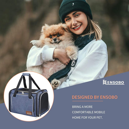 Denim Cat Carrier Bag – Airline Approved Pet Travel Carrier with Shoulder Strap - Pawdorable.store