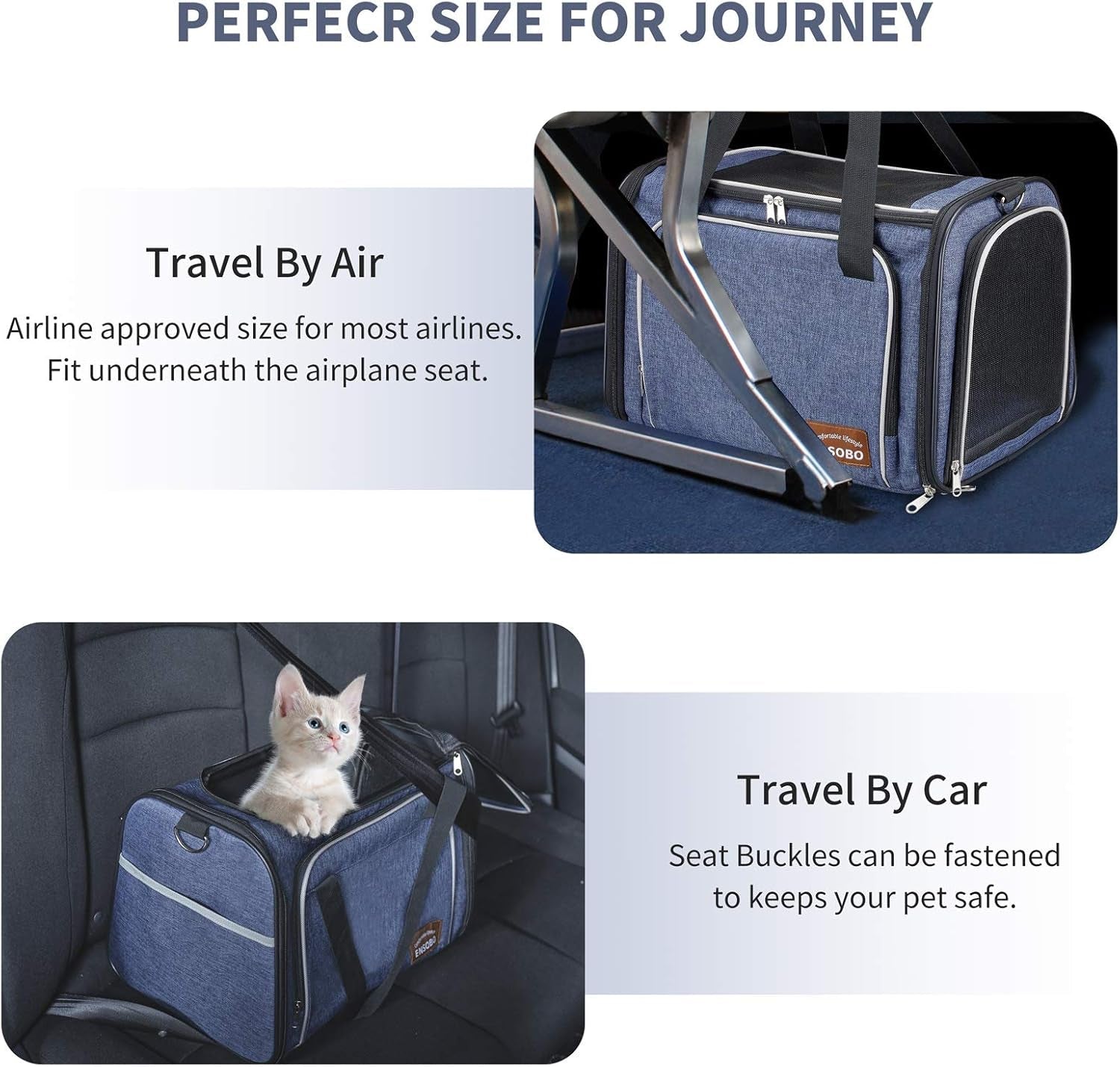 Denim Cat Carrier Bag – Airline Approved Pet Travel Carrier with Shoulder Strap - Pawdorable.store