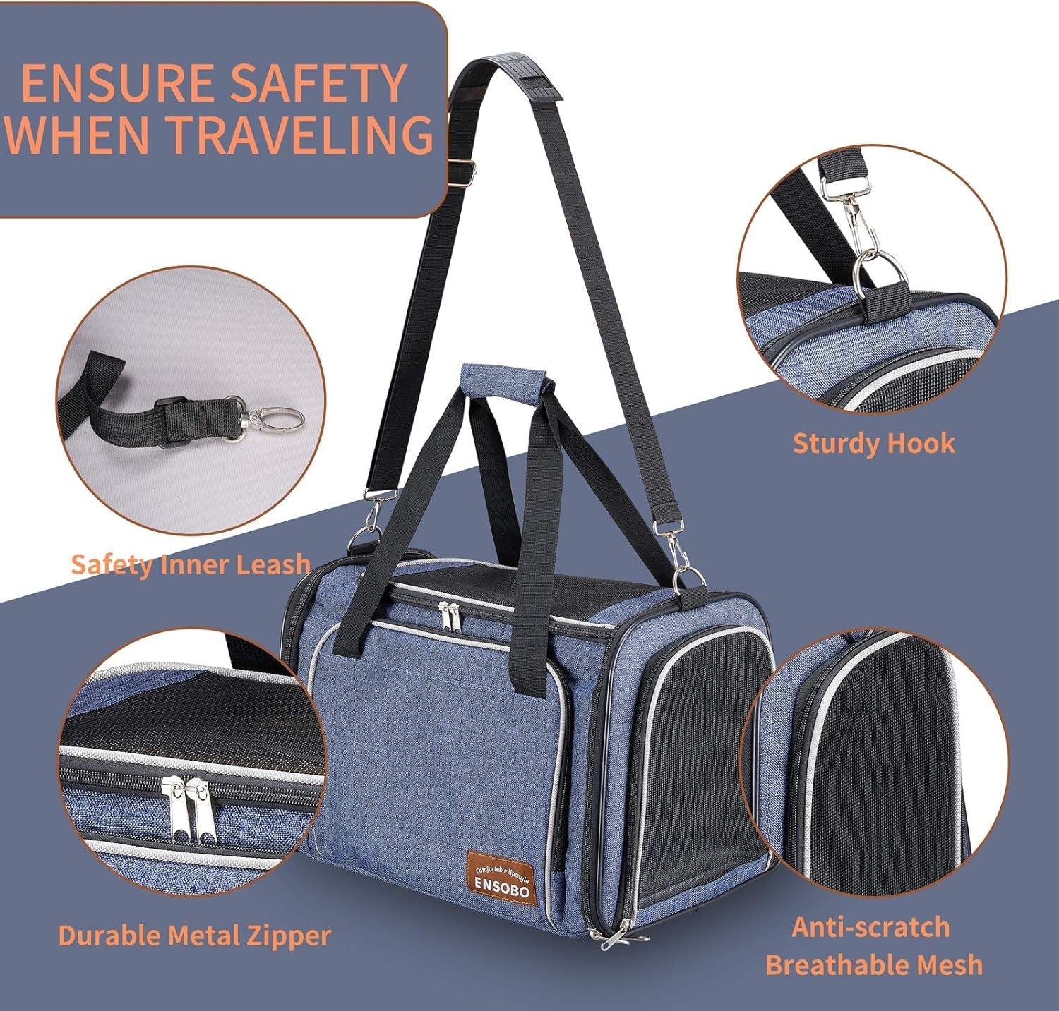 Denim Cat Carrier Bag – Airline Approved Pet Travel Carrier with Shoulder Strap - Pawdorable.store