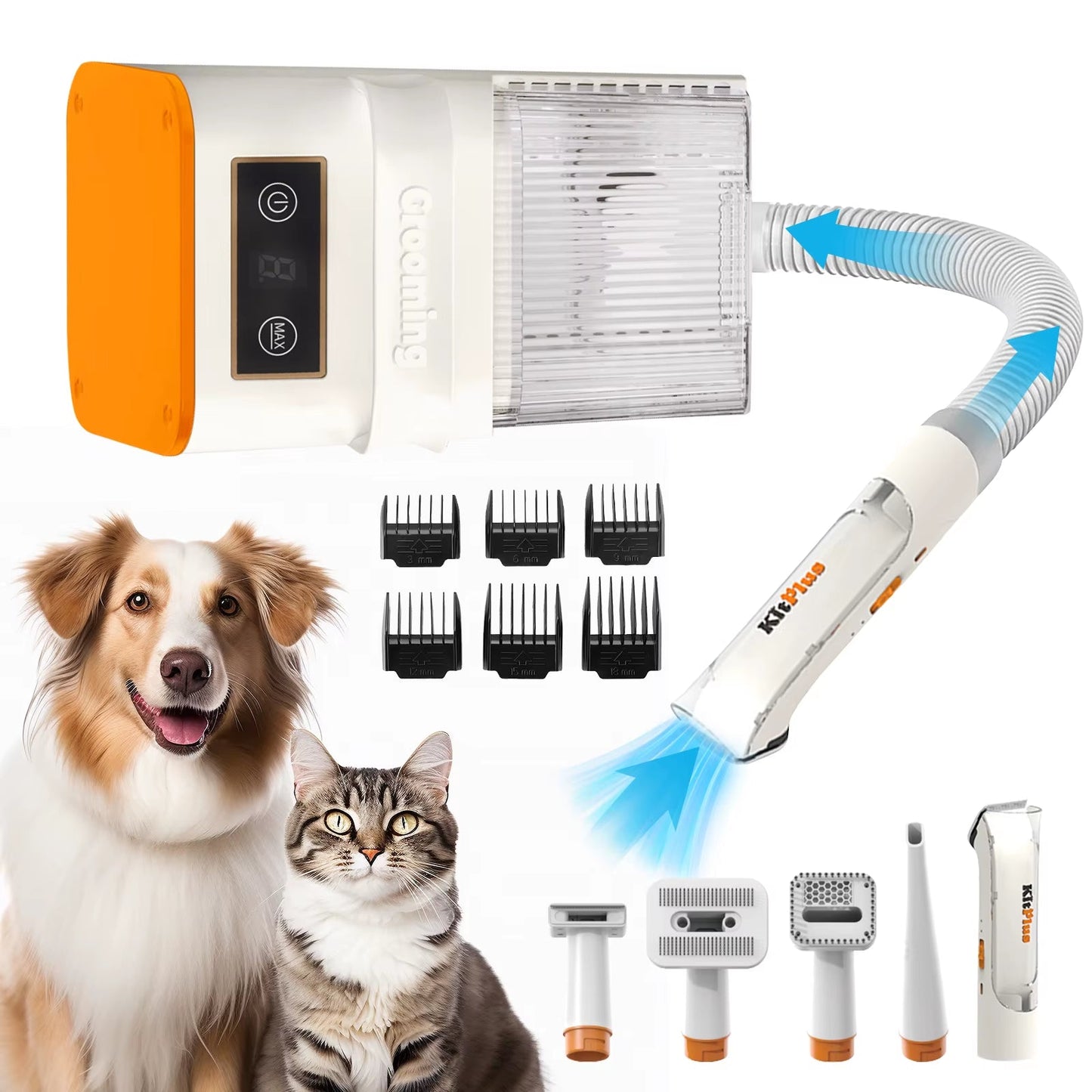 Pet Grooming Bundle: Rechargeable Trimmer, 12000Pa Suction Vacuum, 11 Tools Included - Pawdorable.store