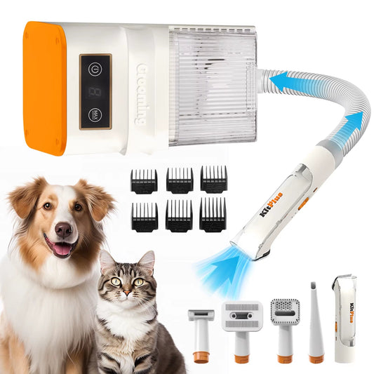 Pet Grooming Bundle: Rechargeable Trimmer, 12000Pa Suction Vacuum, 11 Tools Included - Pawdorable.store