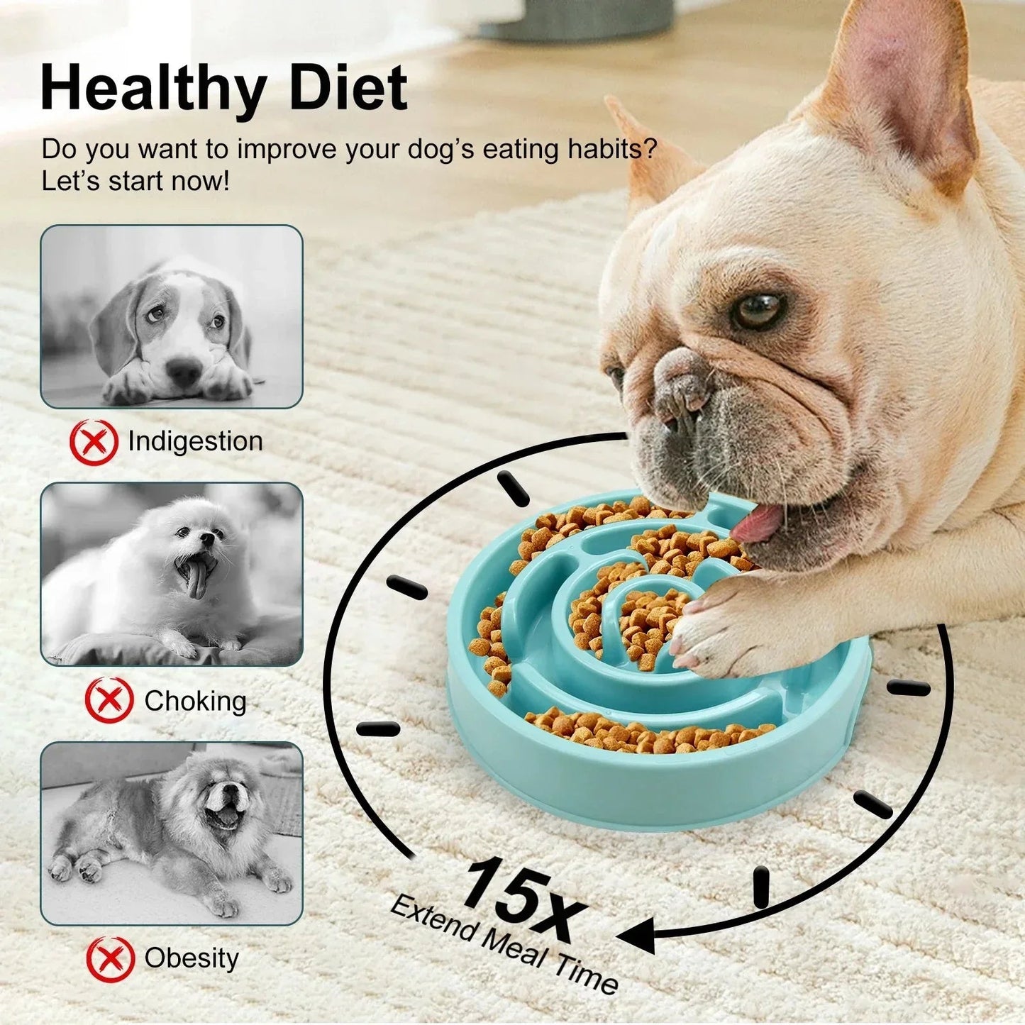 Dog Slow Feeder Bowl – Non - Slip Anti - Gulping Maze Bowl for All Dog Sizes - Pawdorable.store