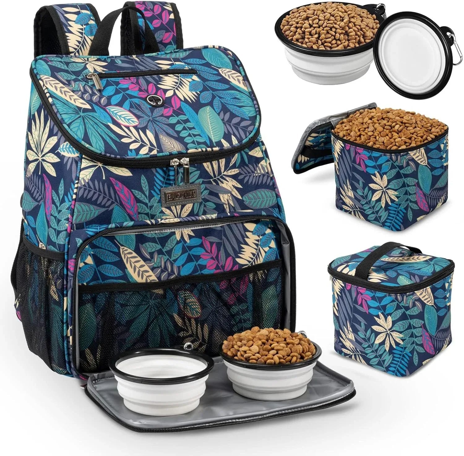 Dog Travel Bag with 2 Collapsible Bowls & Food Baskets – Airline Approved - Pawdorable.store