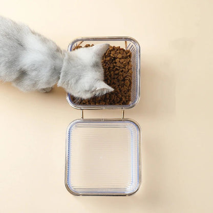 Elevated Double Pet Bowl with Gold Stand – Transparent Tilted Feeder for Cats & Dogs - Pawdorable.store