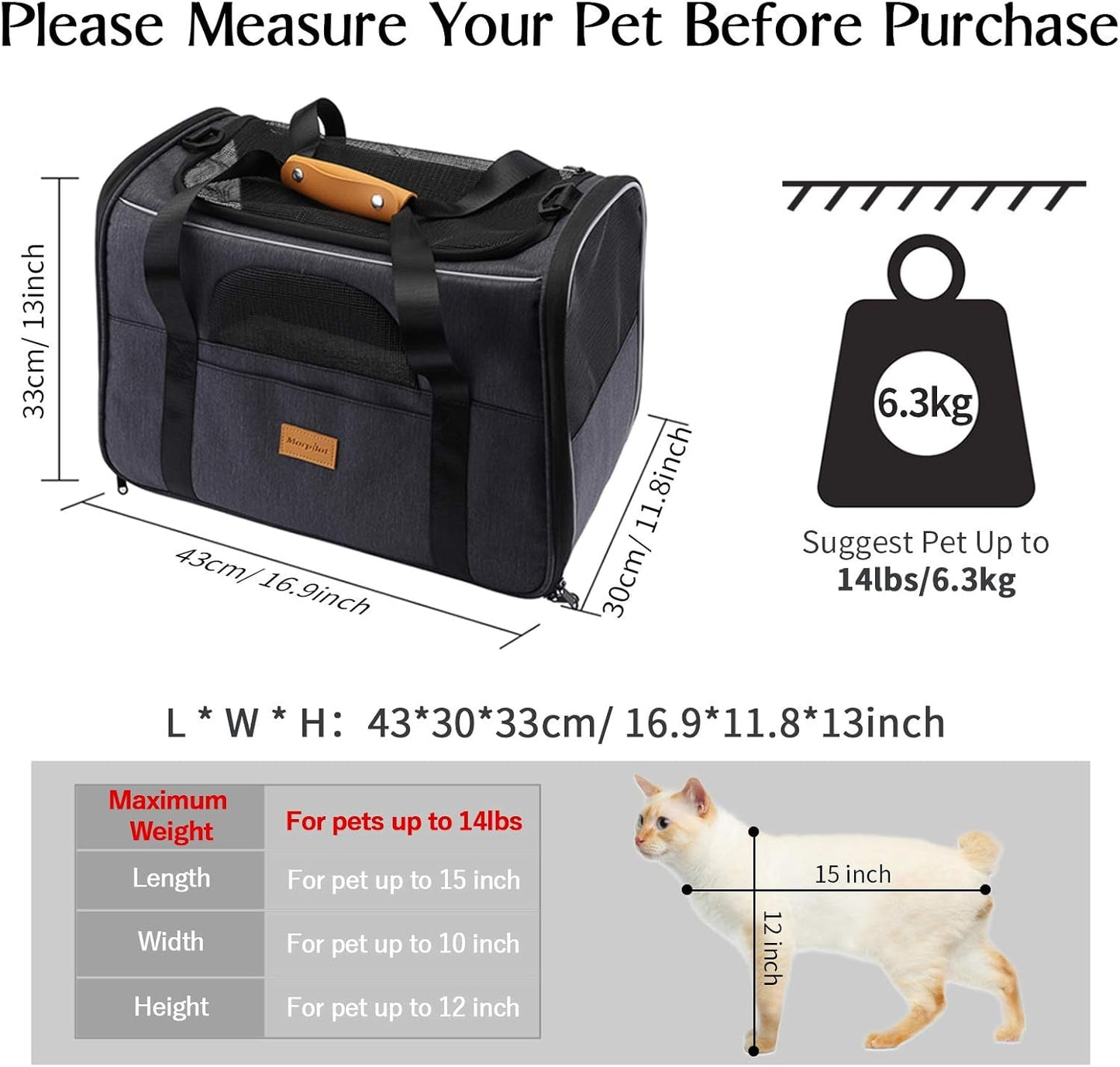 Foldable Cat Carrier with Shoulder Strap, Removable Mat & Pet Bowl – Airline Approved - Pawdorable.store