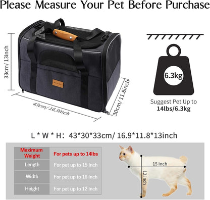 Foldable Cat Carrier with Shoulder Strap, Removable Mat & Pet Bowl – Airline Approved - Pawdorable.store