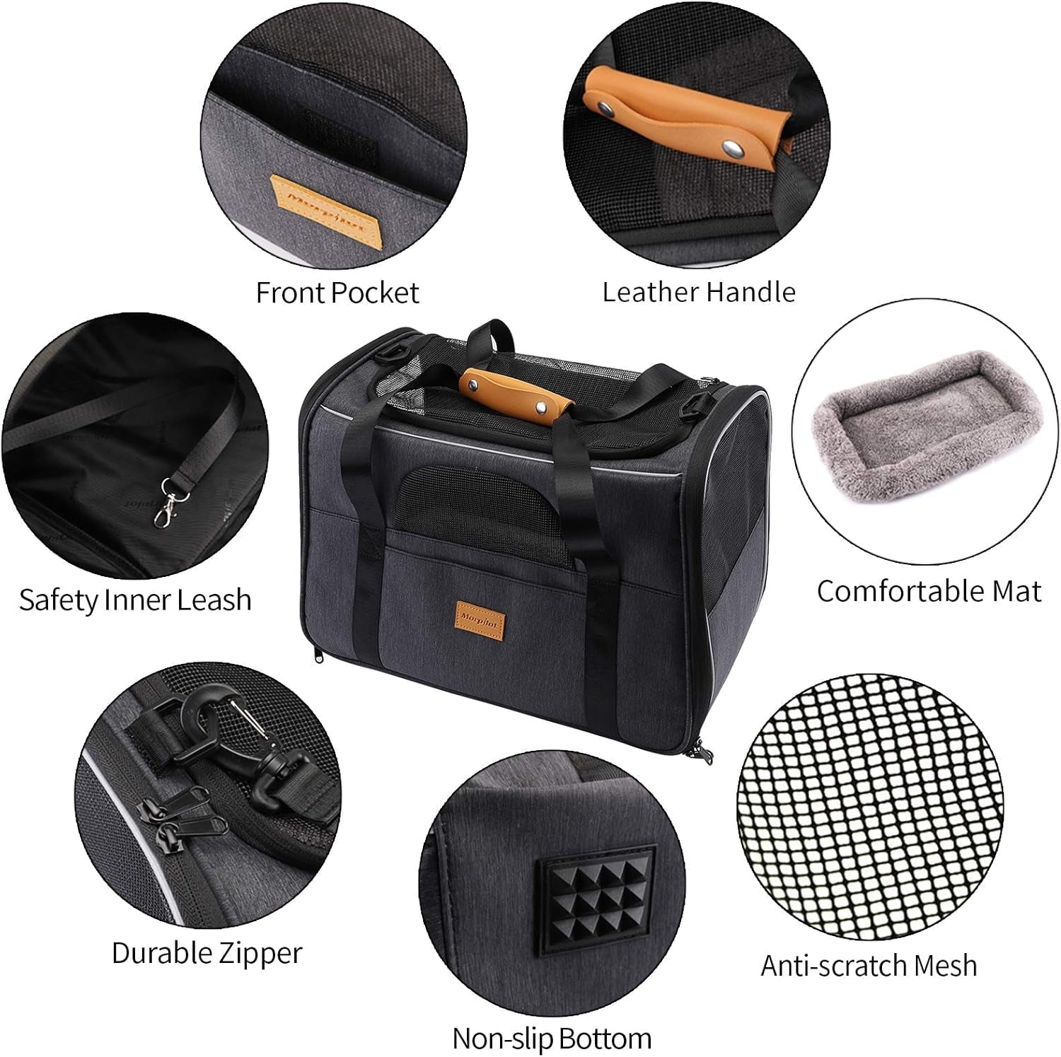 Foldable Cat Carrier with Shoulder Strap, Removable Mat & Pet Bowl – Airline Approved - Pawdorable.store