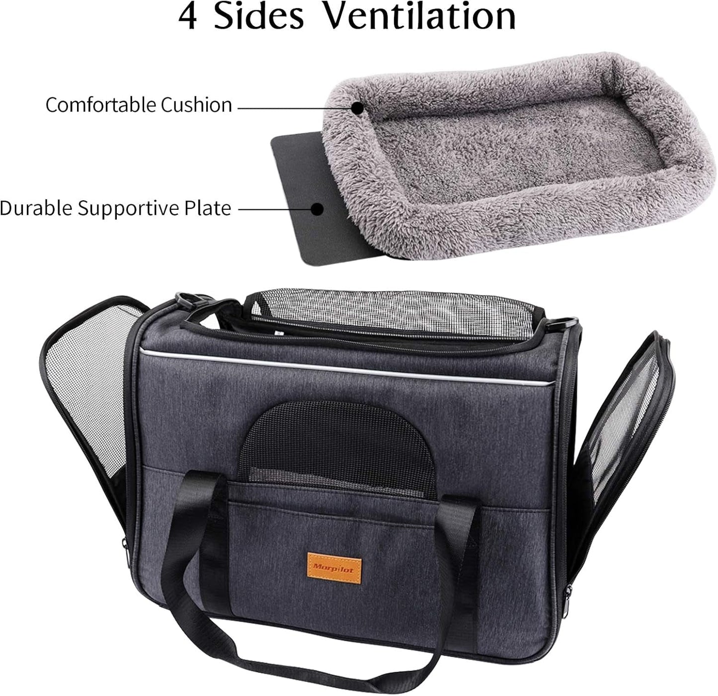 Foldable Cat Carrier with Shoulder Strap, Removable Mat & Pet Bowl – Airline Approved - Pawdorable.store