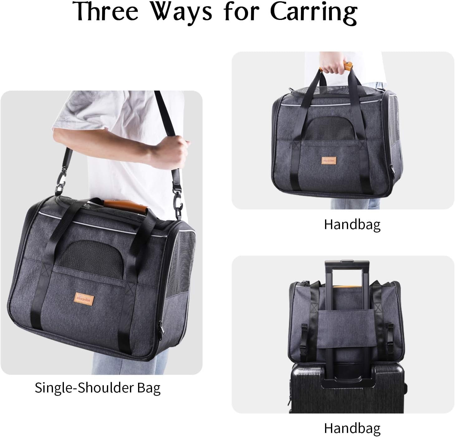 Foldable Cat Carrier with Shoulder Strap, Removable Mat & Pet Bowl – Airline Approved - Pawdorable.store