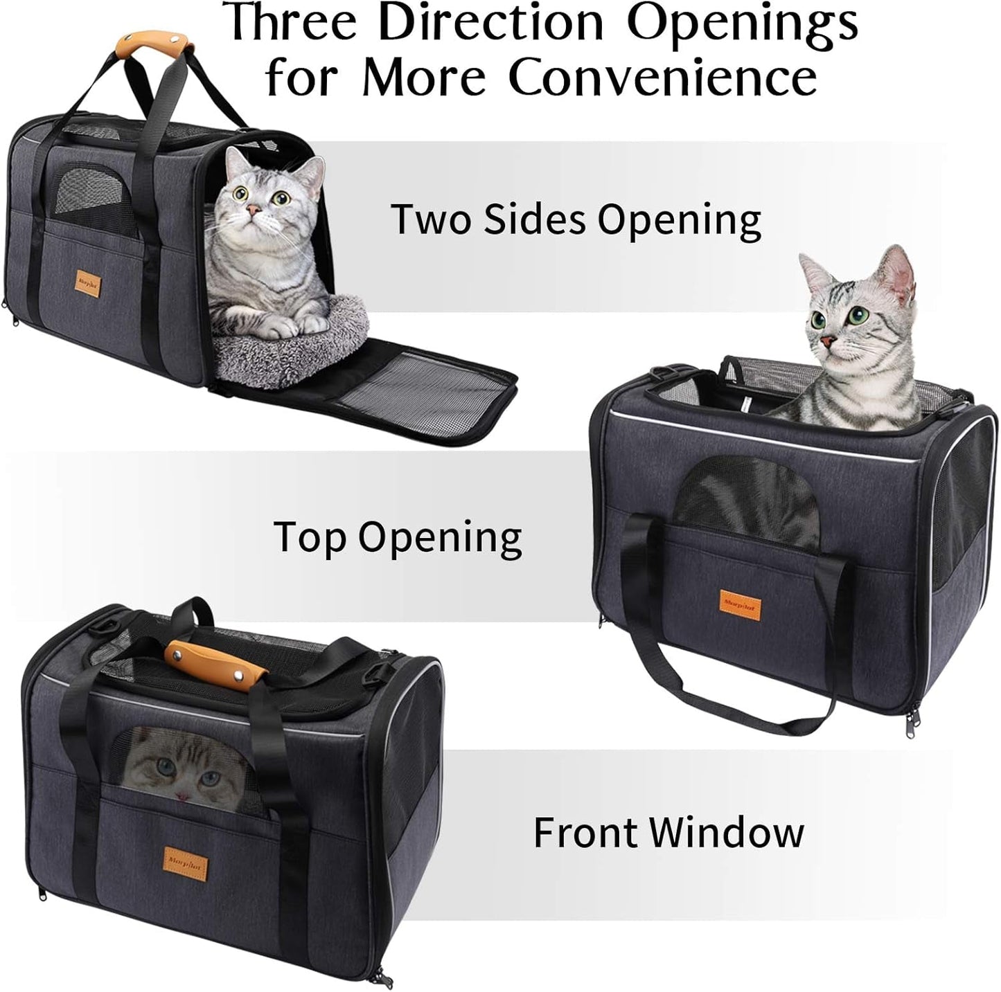 Foldable Cat Carrier with Shoulder Strap, Removable Mat & Pet Bowl – Airline Approved - Pawdorable.store