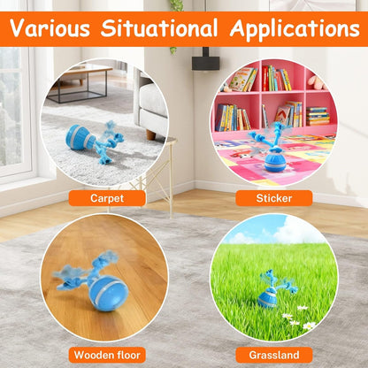USB Rechargeable Interactive Dog Cat Ball Toy with Moving Tail, Auto-Rolling Chase Buddy (Blue) - Pawdorable.store