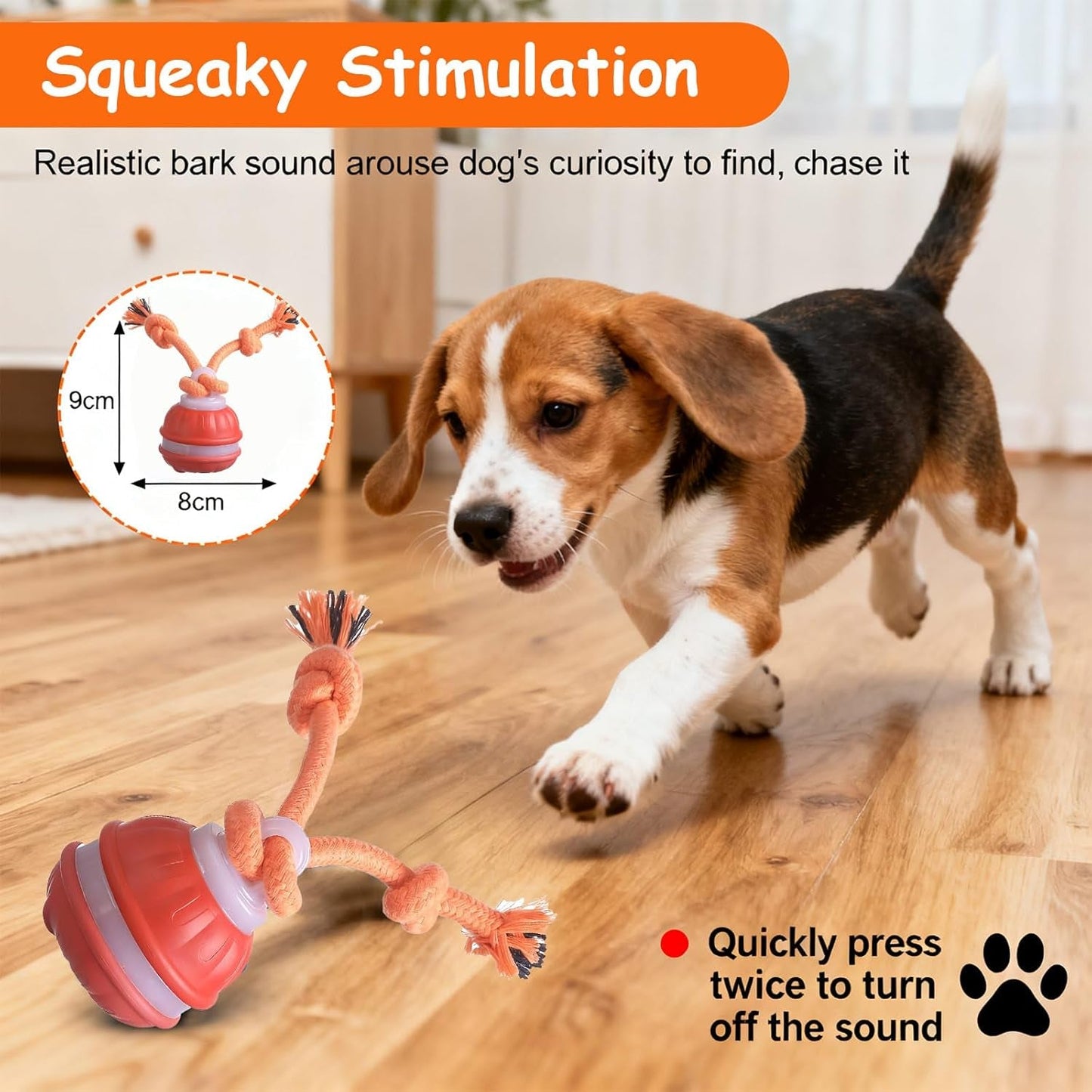 USB Rechargeable Interactive Dog Cat Ball Toy with Moving Tail, Auto-Rolling Chase Buddy (Blue) - Pawdorable.store