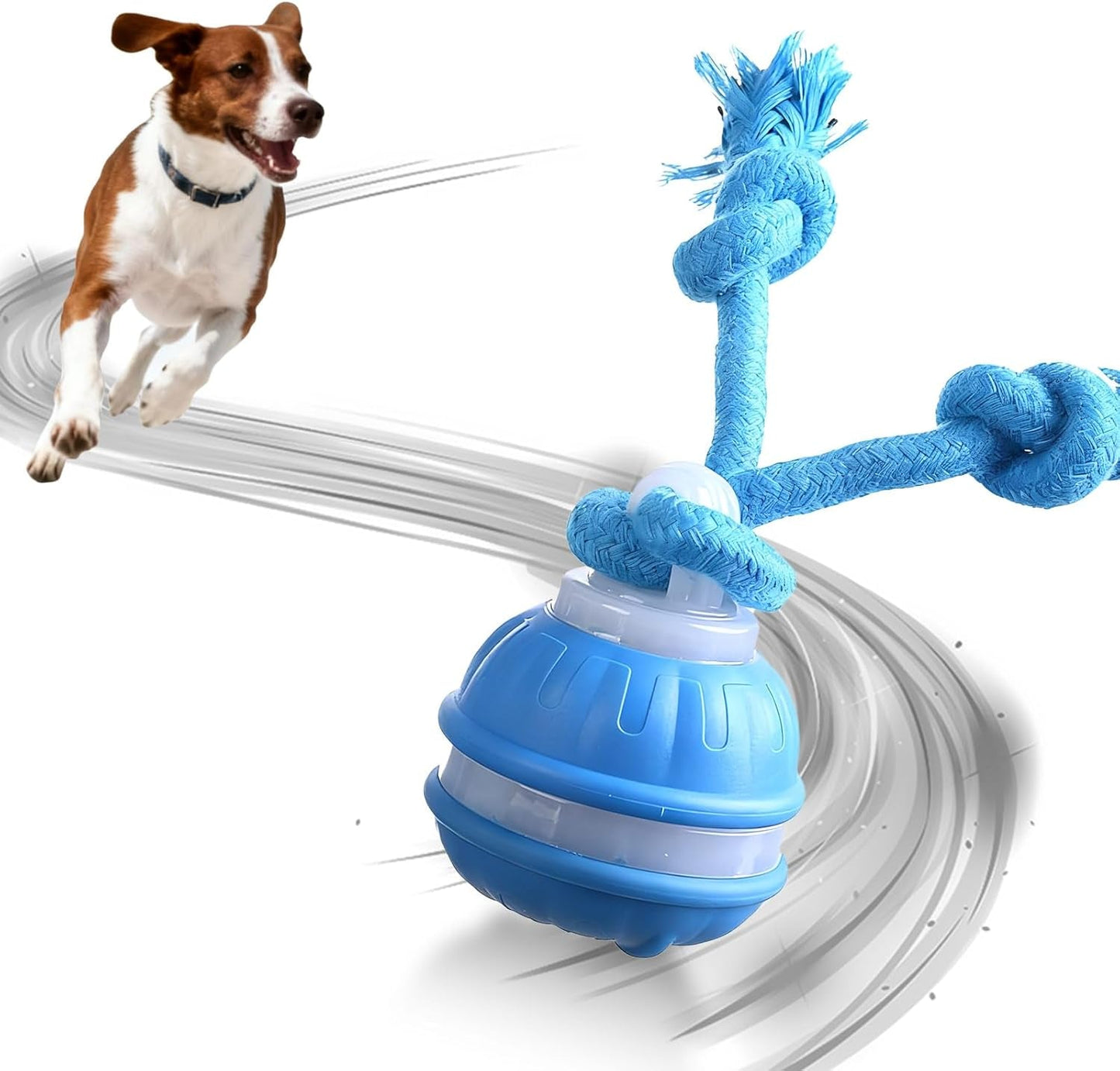 USB Rechargeable Interactive Dog Cat Ball Toy with Moving Tail, Auto-Rolling Chase Buddy (Blue) - Pawdorable.store