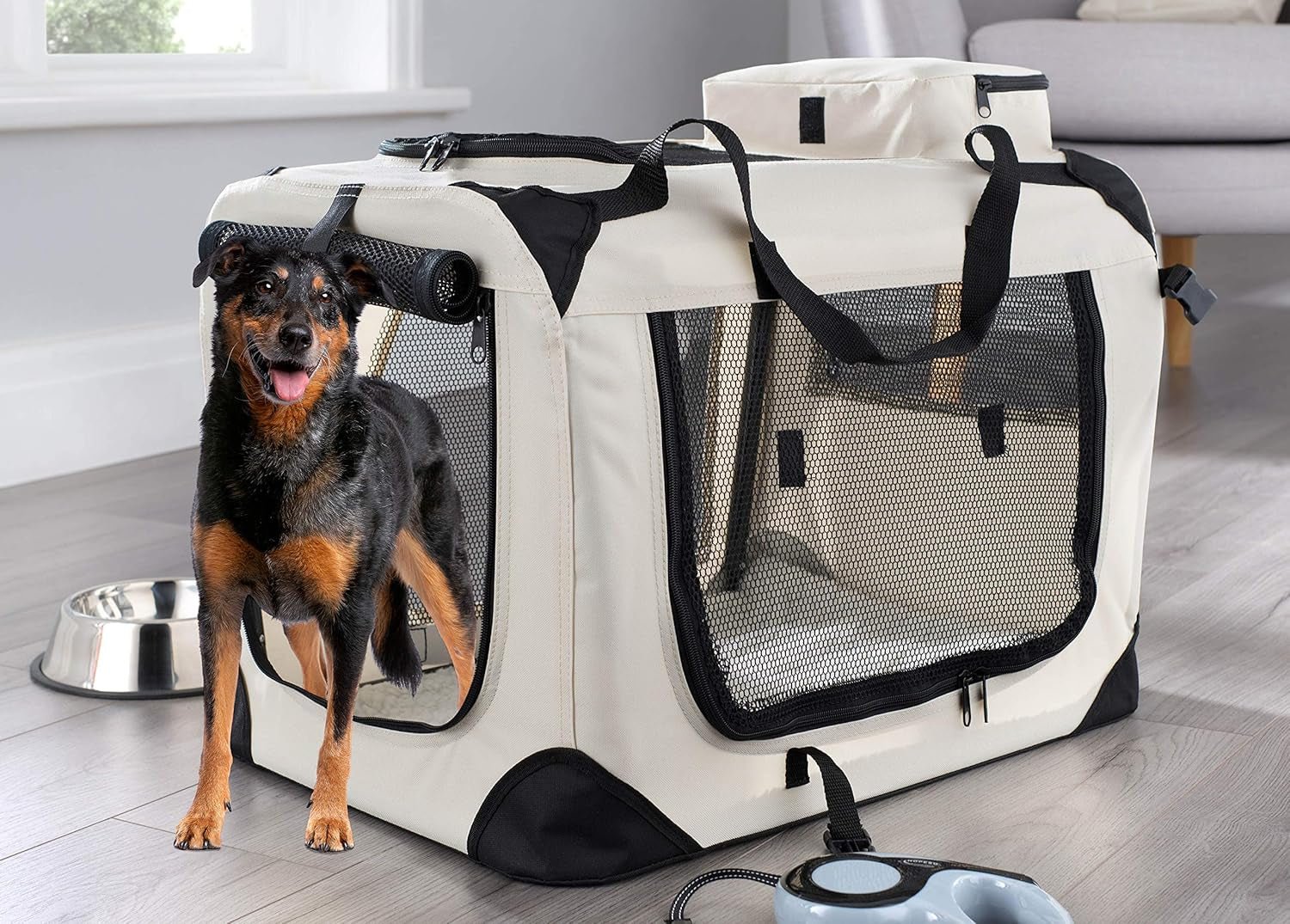 Large Pet Carrier Bag with Reversible Fleece Mat – Foldable Travel Crate for Dogs & Cats - Pawdorable.store