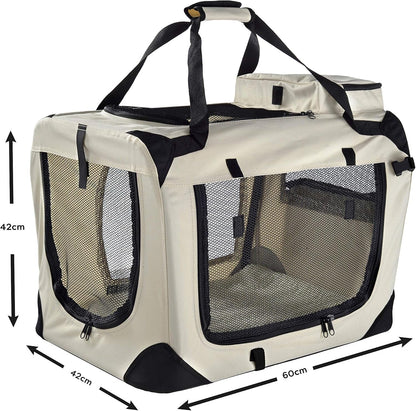 Large Pet Carrier Bag with Reversible Fleece Mat – Foldable Travel Crate for Dogs & Cats - Pawdorable.store