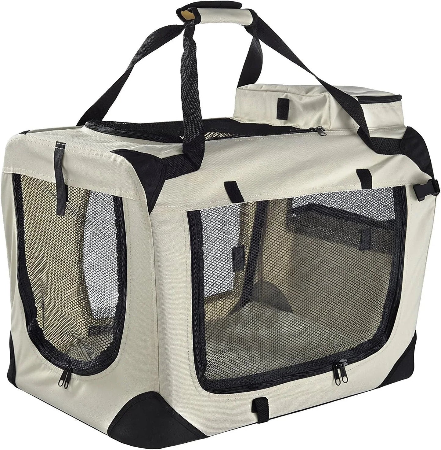 Large Pet Carrier Bag with Reversible Fleece Mat – Foldable Travel Crate for Dogs & Cats - Pawdorable.store