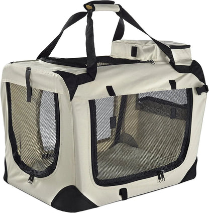 Large Pet Carrier Bag with Reversible Fleece Mat – Foldable Travel Crate for Dogs & Cats - Pawdorable.store