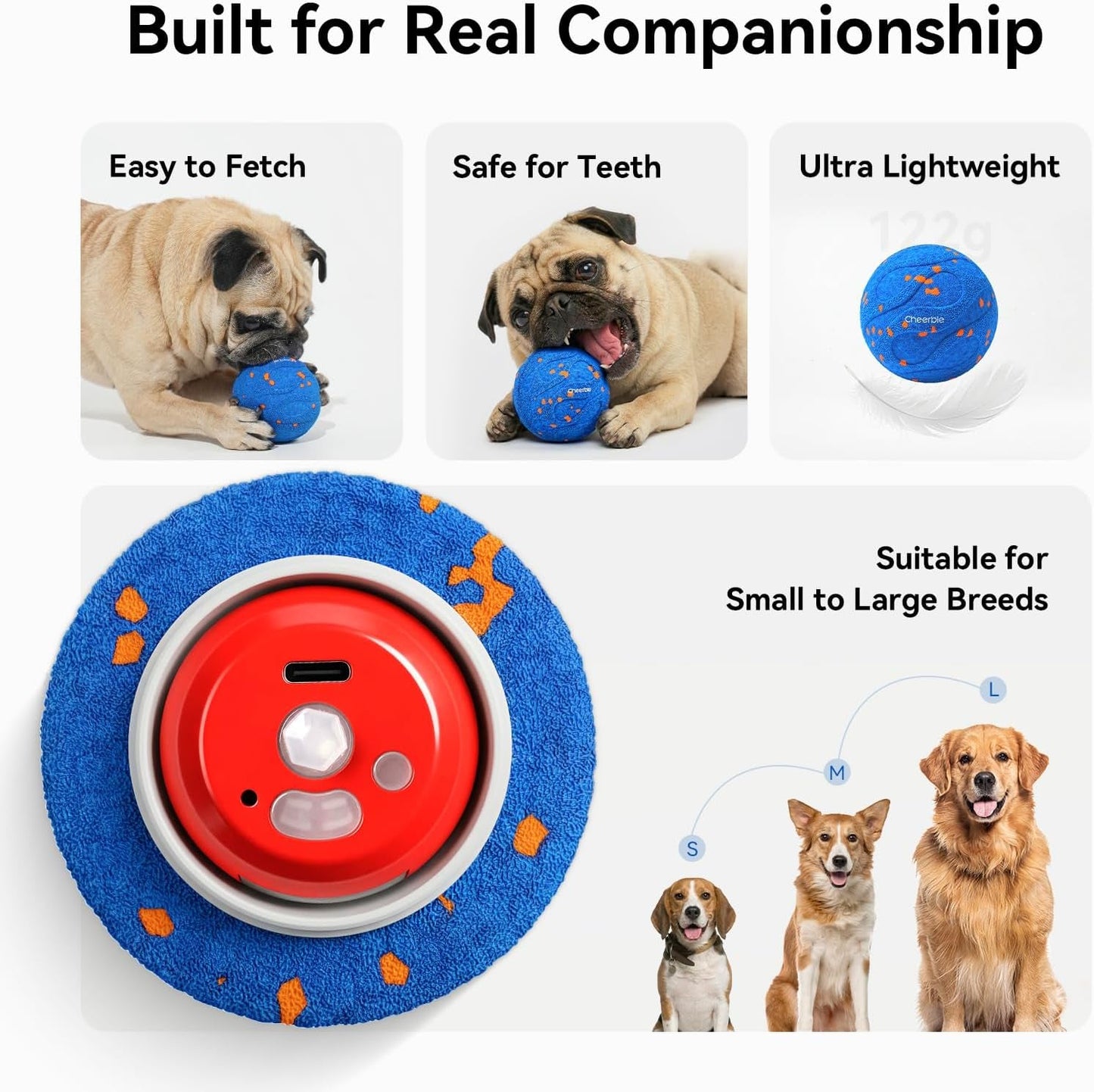 Interactive Wicked Ball AIR Neo - Self-Moving Dog Toy with Heartbeat Calming, ETPU, IPX7 - Blue - Pawdorable.store