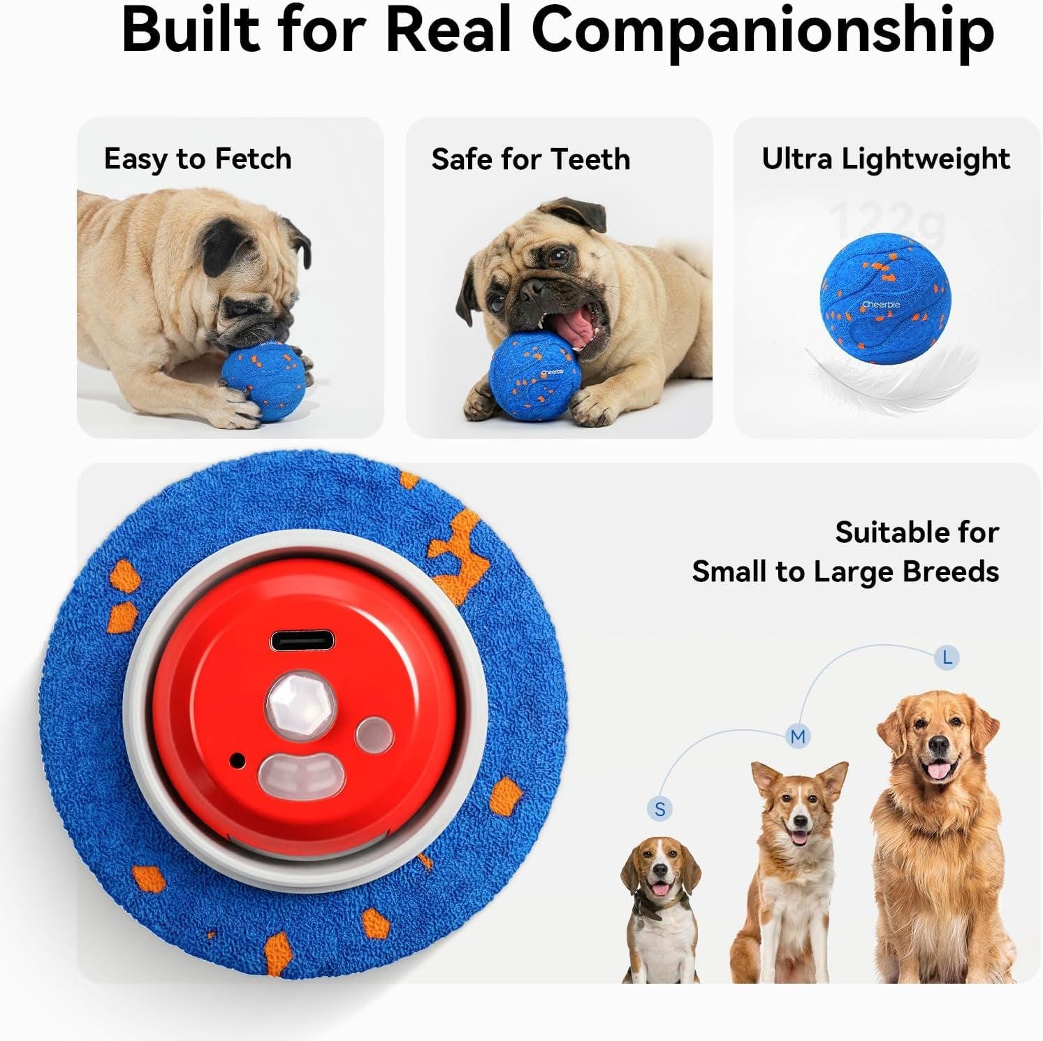 Interactive Wicked Ball AIR Neo - Self-Moving Dog Toy with Heartbeat Calming, ETPU, IPX7 - Blue - Pawdorable.store