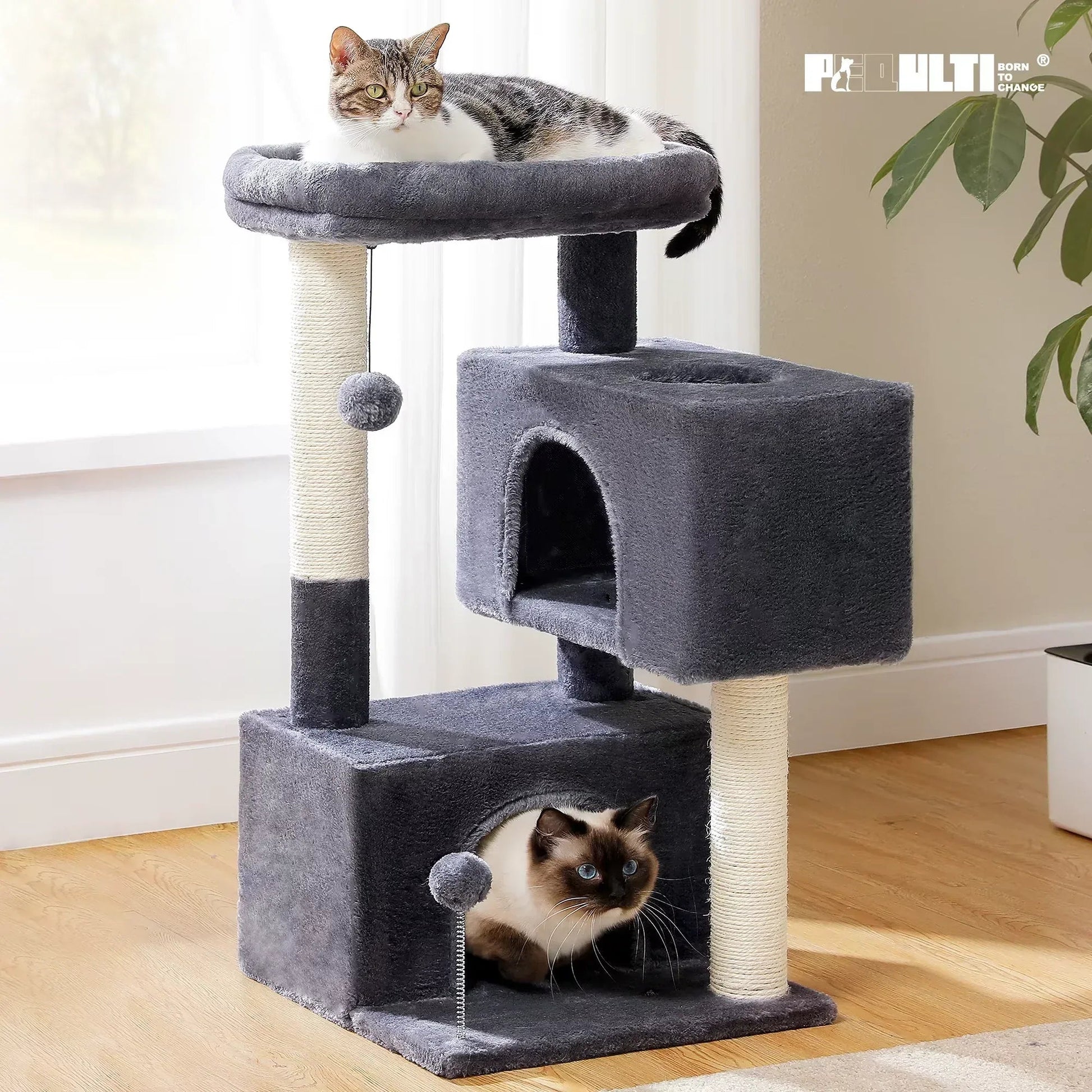 PurrPerch – Large Cat Tree & Scratching Post Tower - Pawdorable.store