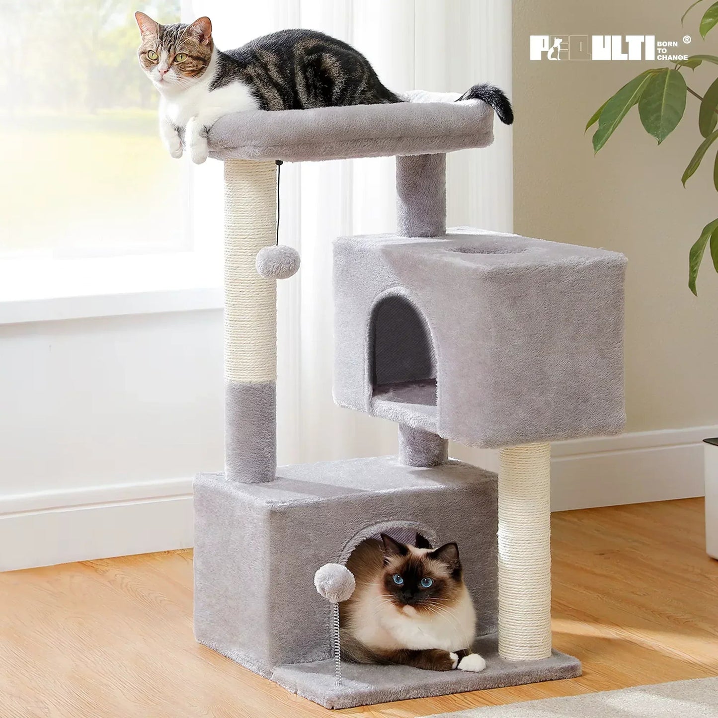 PurrPerch – Large Cat Tree & Scratching Post Tower - Pawdorable.store
