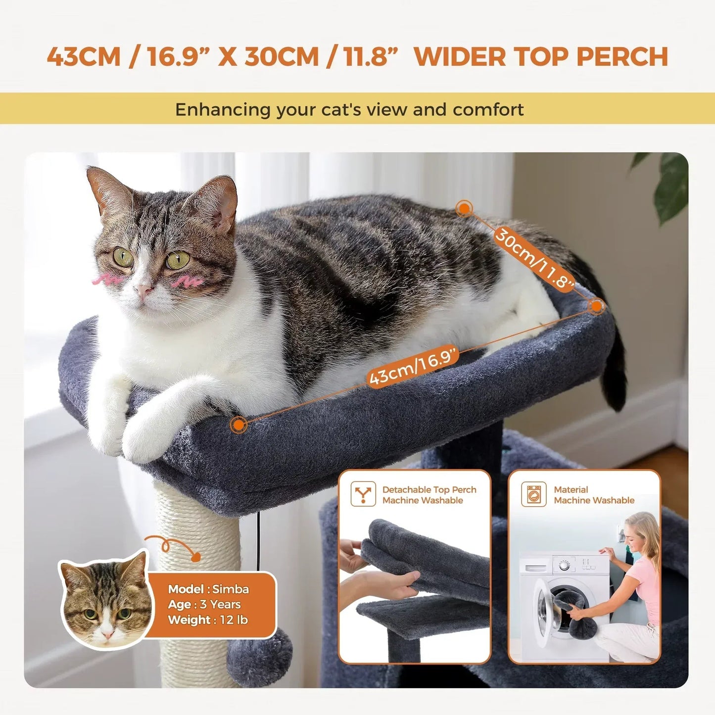 PurrPerch – Large Cat Tree & Scratching Post Tower - Pawdorable.store