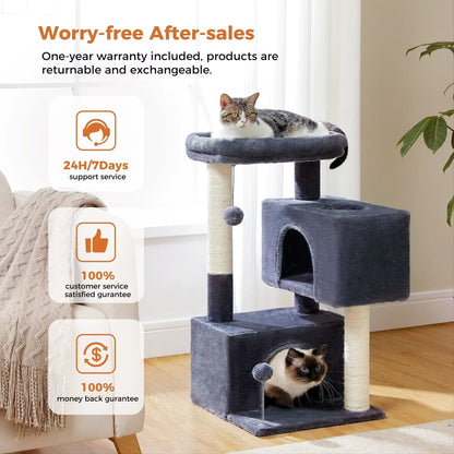 PurrPerch – Large Cat Tree & Scratching Post Tower - Pawdorable.store