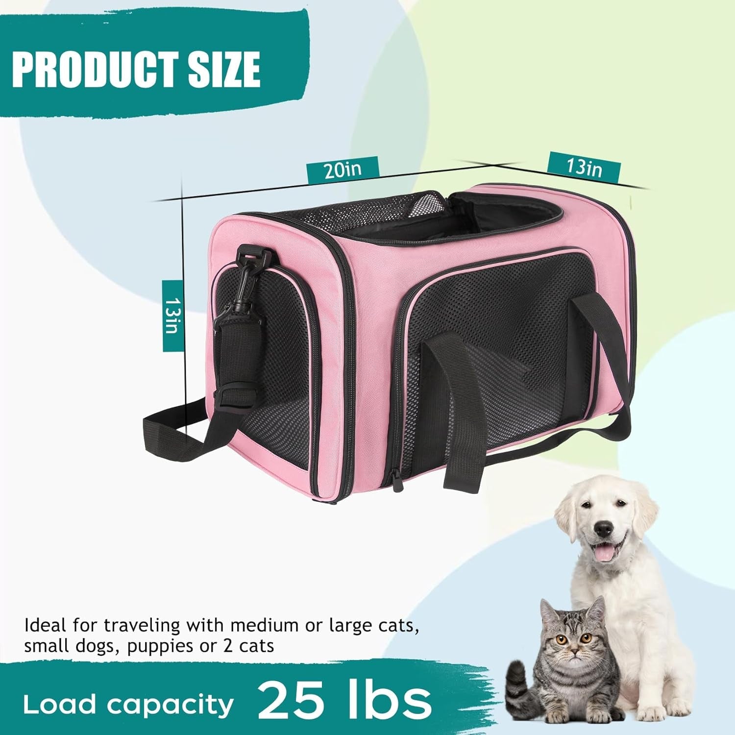 Soft - Sided Pet Travel Carrier for Cats & Dogs up to 25lbs – Foldable & Portable - Pawdorable.store