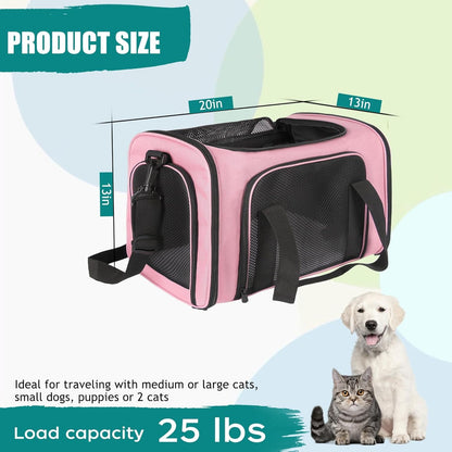 Soft - Sided Pet Travel Carrier for Cats & Dogs up to 25lbs – Foldable & Portable - Pawdorable.store