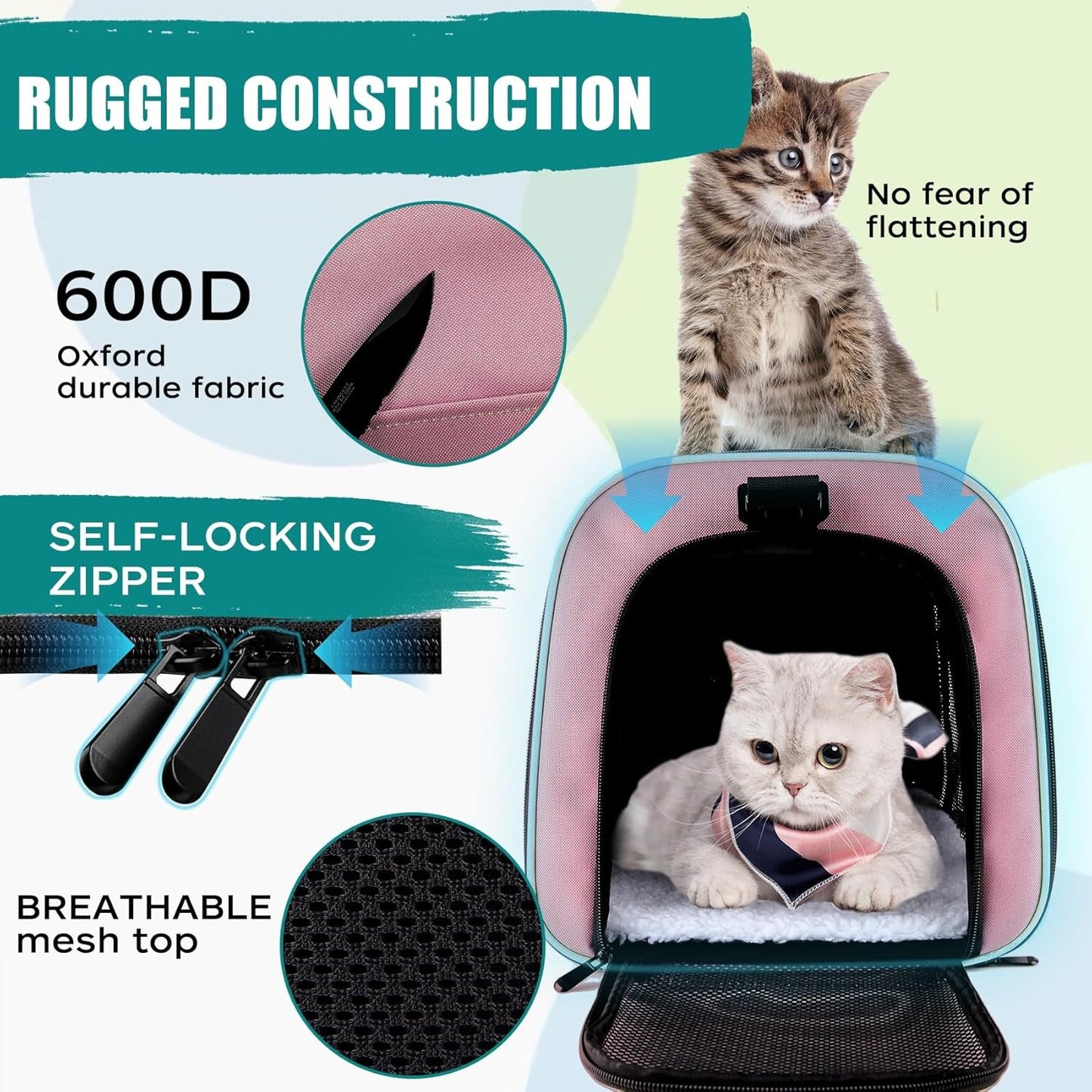 Soft - Sided Pet Travel Carrier for Cats & Dogs up to 25lbs – Foldable & Portable - Pawdorable.store