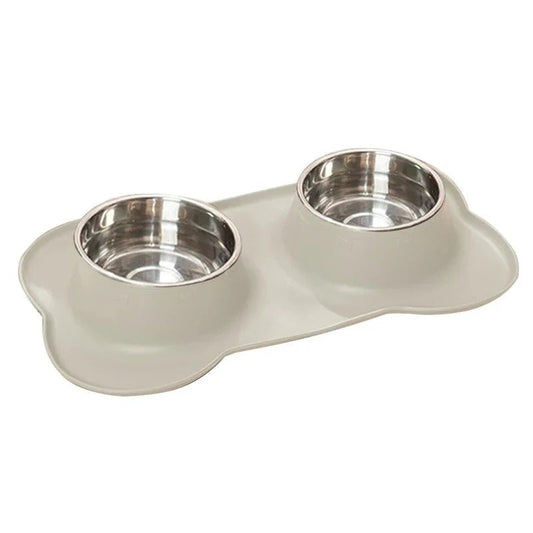 Stainless Steel Double Pet Bowl – Anti - Spill Dog & Cat Feeder - Pawdorable.store