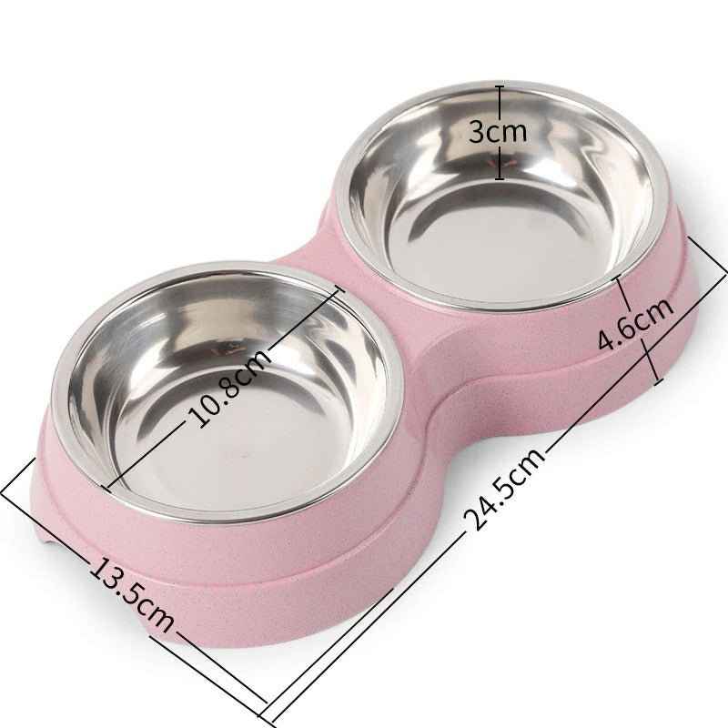 Stainless Steel Double Pet Bowl – Dog & Cat Food and Water Feeder - Pawdorable.store