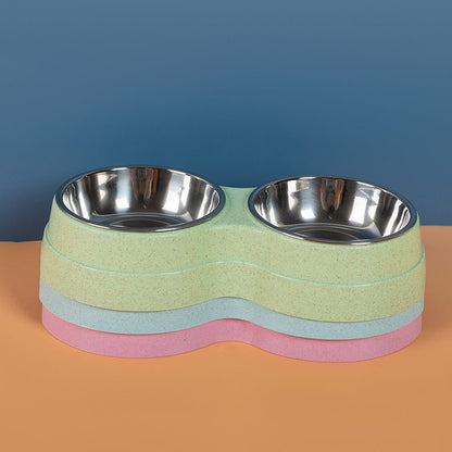 Stainless Steel Double Pet Bowl – Dog & Cat Food and Water Feeder - Pawdorable.store