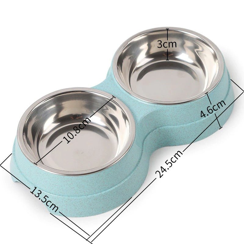 Stainless Steel Double Pet Bowl – Dog & Cat Food and Water Feeder - Pawdorable.store
